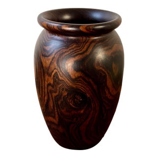 Vintage Rosewood Turned Vase, 1950s For Sale