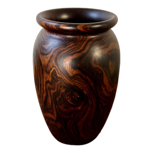 Vintage Rosewood Turned Vase, 1950s