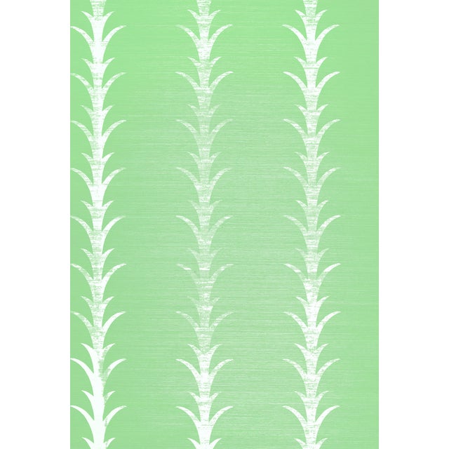 Contemporary Sample - Schumacher X Celerie Kemble Acanthus Stripe Wallpaper in Seaglass & Chalk For Sale - Image 3 of 3
