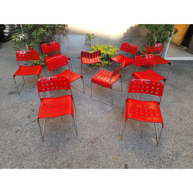 Red Omkstak Stackable Chair by Rodney Kinsman for Bieffeplast, 1980s For Sale - Image 14 of 18