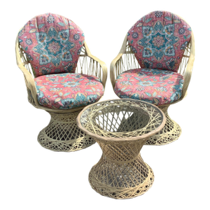 MCM Spun Fiberglass Wicker Patio Set