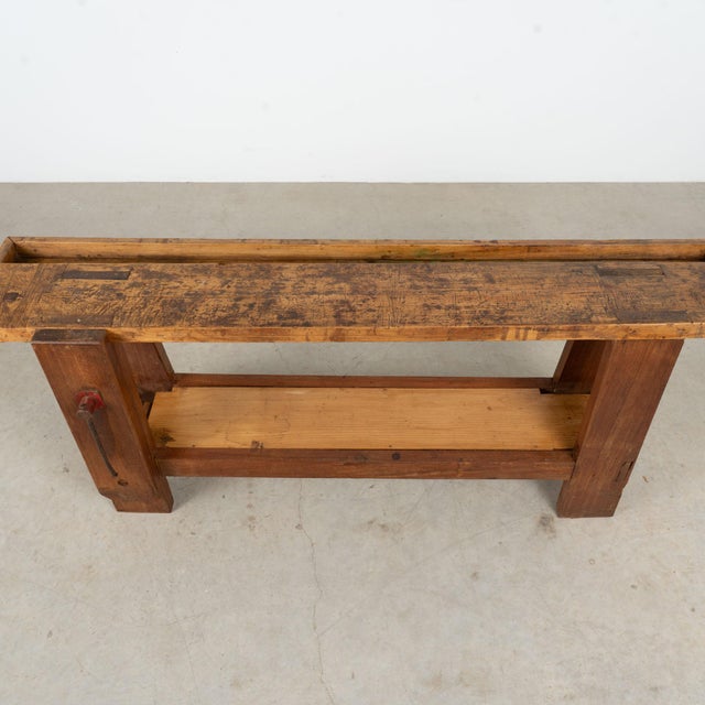 Rustic Late 19th Century Portuguese Rustic Carpenter's Workbench Console Table For Sale - Image 3 of 17
