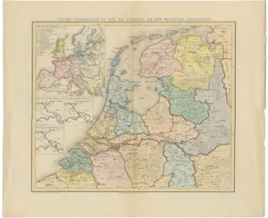 Antique Map of the Netherlands in 1811 by Mees, 1858