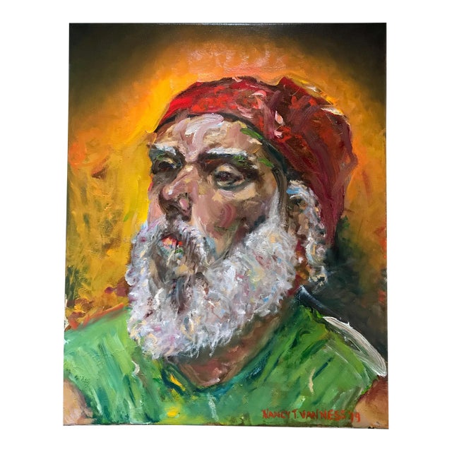 Portrait of a Man, Contemporary Expressionist Oil Paintings, by Van Ness For Sale