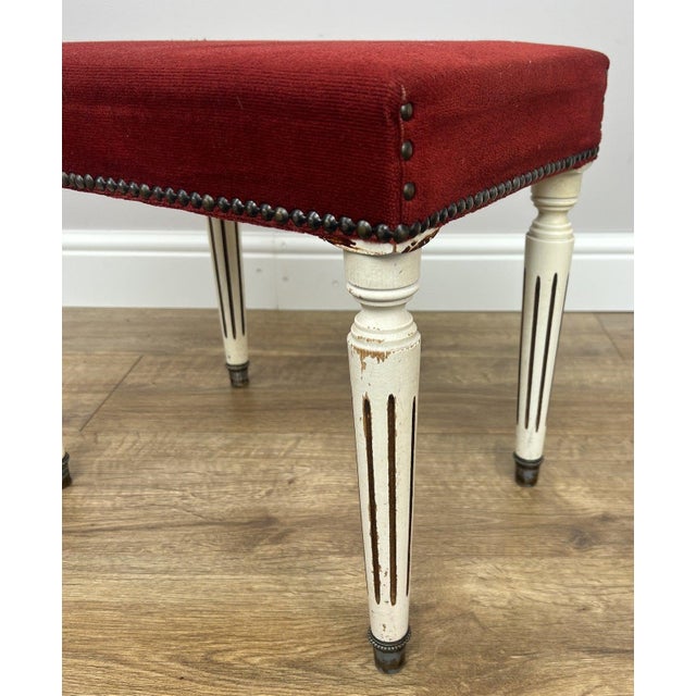 Vintage French Stool in Fabric For Sale - Image 10 of 11
