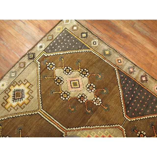 Vintage Zabihi Collection Brown Turkish Gallery Runner - 6'4" x 13'6" For Sale - Image 10 of 10
