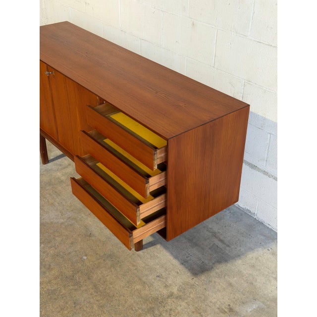Teak Sideboard Credenza With Tapered Legs Crafted in Norway Mid-Century Modern 1960s For Sale In Los Angeles - Image 6 of 10