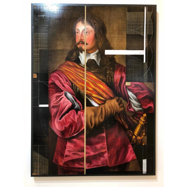 Gold Sir John Mennes, Aristocratic Portrait with a Modern Approach, Oil on Metal, 2014 For Sale - Image 8 of 8