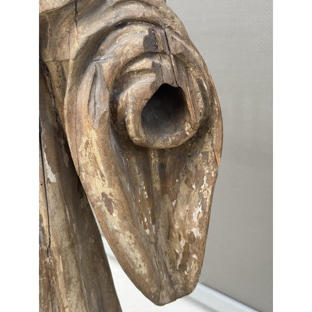 Beige Large 18th Century Baroque Religious Carved Wooden Monk For Sale - Image 8 of 15