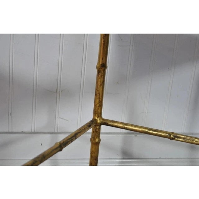 Metal Vintage Italian Hollywood Regency Faux Bamboo Gold Mirror Low Side Tables - Pair For Sale - Image 7 of 10