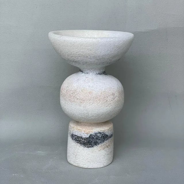 Unique Naxian Marble Vessel by Tom Von Kaenel Unique piece. Dimensions: Ø 12.5 x H 20 cm. Materials: Naxian marble. The...