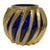 Brutalist Brass Caged Cobalt Glass Twisted Swirl Tea Light Holder MCM Vintage For Sale