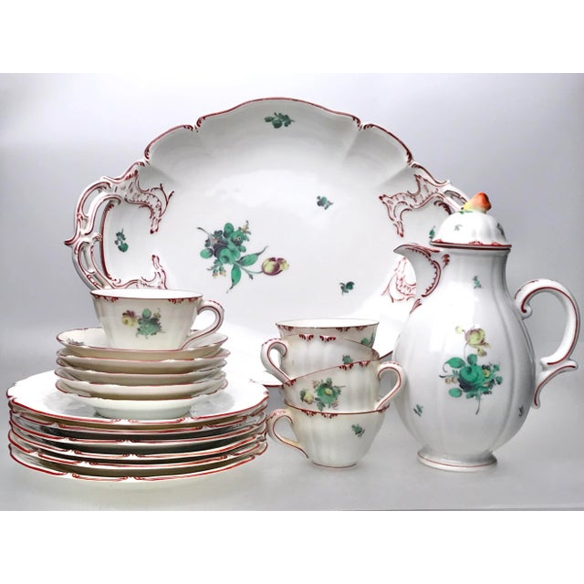 Early 20th Century Hand-Painted Porcelain Rococo Revival Nymphenburg Dessert Set- 19 Pieces For Sale - Image 13 of 13