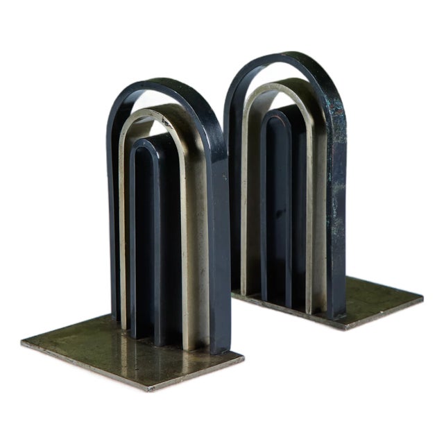 Pair of Arch Bookends by Walter von Nessen for Chase USA For Sale