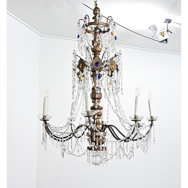 Early 18th Century Italian 18th Century Massive Giltwood and Crystal Chandelier For Sale - Image 5 of 18