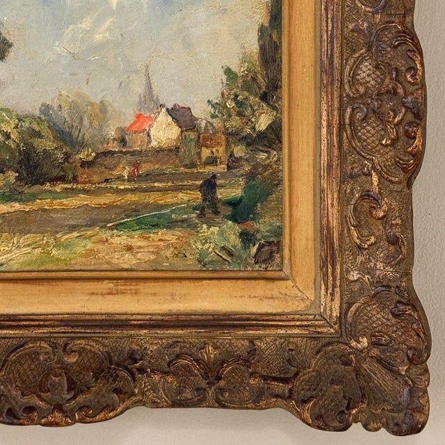 Framed Oil Painting on Panel by Lucien Dasselborne (1873–1962) 'Country Road to a Farmstead' For Sale - Image 11 of 17