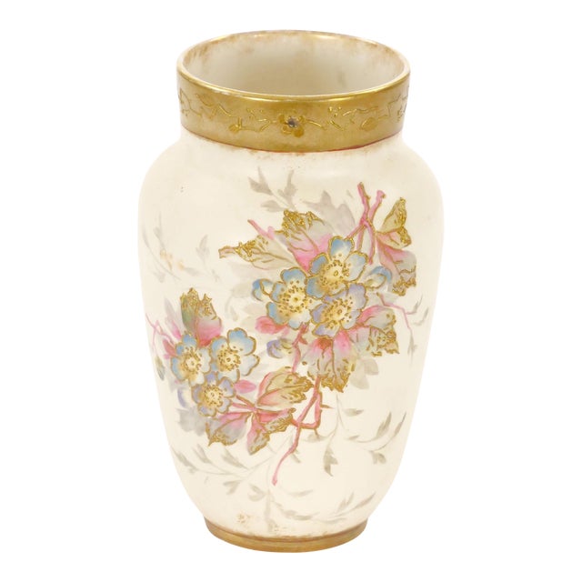 Antique Hand Painted & Gilt Decorated German Porcelain Decorative Vase For Sale