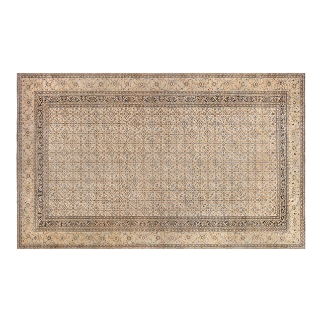 Authentic 19th Century Persian Meshad Handmade Wool Carpet For Sale