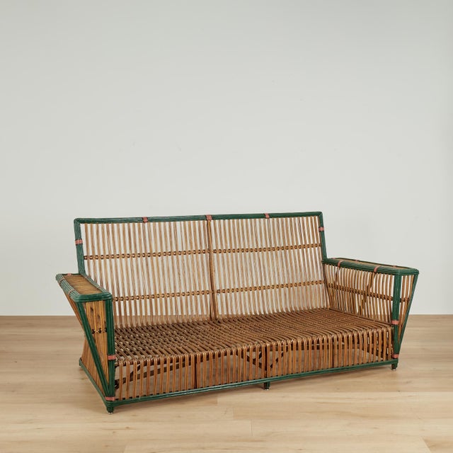 Art Deco Four Piece Suite of Art Deco Rattan Porch Furniture For Sale - Image 3 of 18