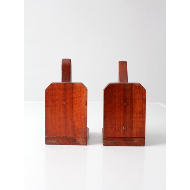 Vintage Carved Wood Dog Bookends Pair For Sale - Image 13 of 14