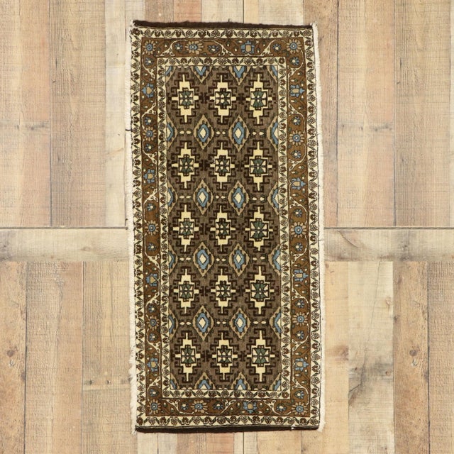 Brown Vintage Persian Mashhad Rug, 01'10 X 03'11 For Sale - Image 8 of 9