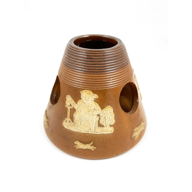 Antique Royal Doulton Harvest Stoneware Match Striker – Drinking & Smoking Men With Dogs, English Country Ceramic Tobacciana For Sale In Buffalo - Image 6 of 6