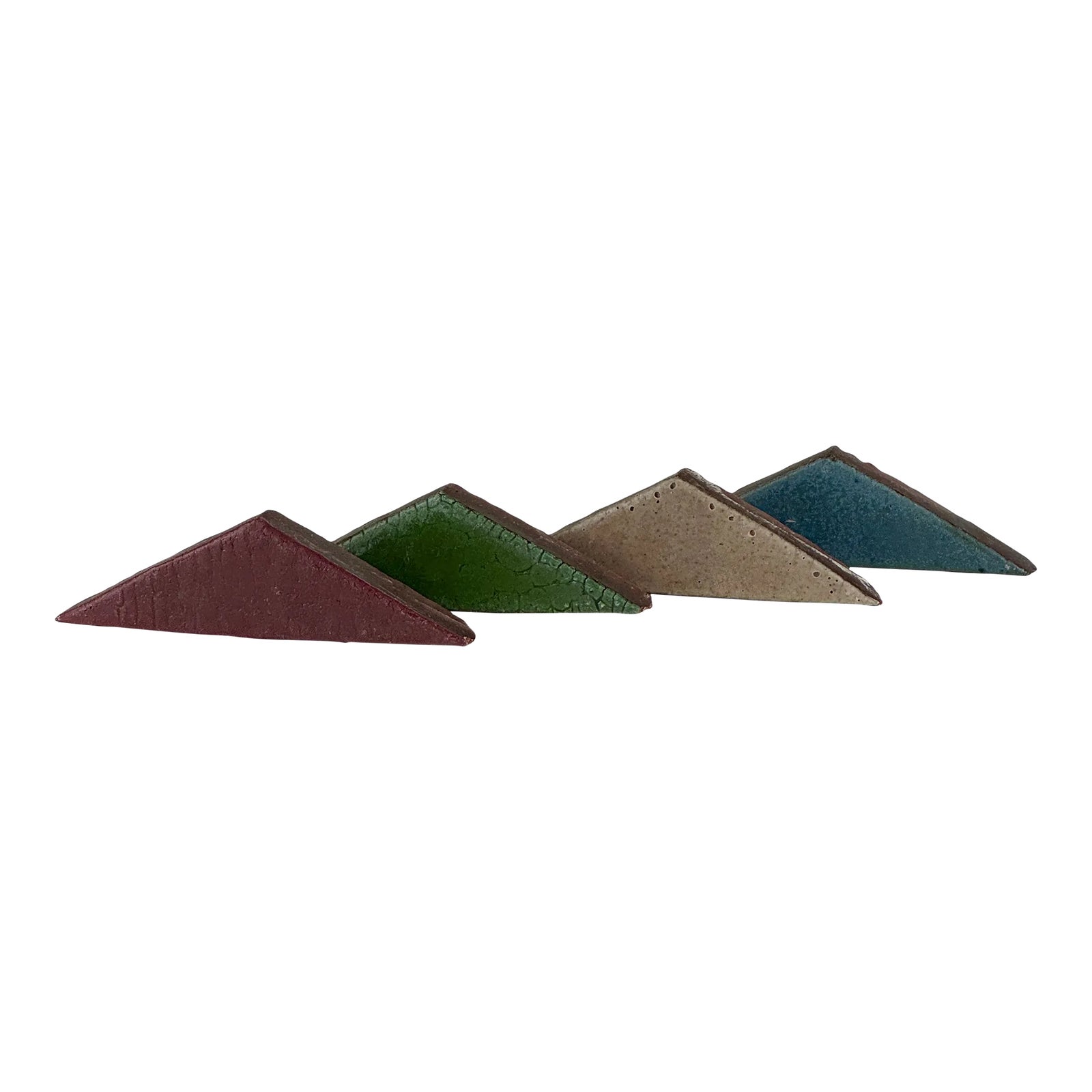 Set of 4 Decorative Vintage Tiles in Triangle Shape and Different ...
