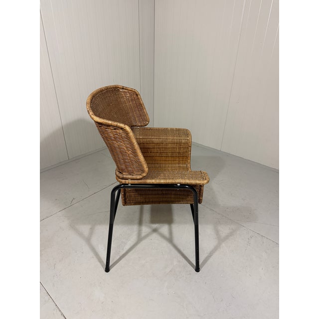 Black Rattan Chair by Wouter Fens for Gebr. Jonker, 1960s For Sale - Image 8 of 18