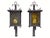 Pair of Italian exterior wall lanterns circa 1950. Amber glass panels are secured with scrolled and twisted wrought iron...