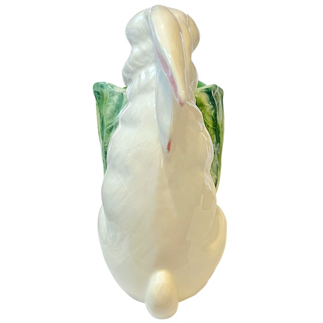 Vintage Italian Majolica Rabbit & Cabbage Cachepot Planter – 9" For Sale In Jacksonville, FL - Image 6 of 11