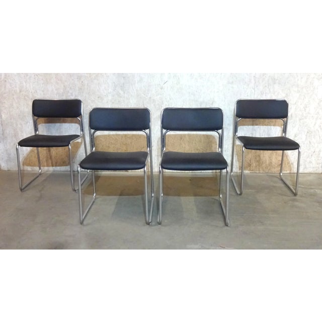 Vintage Model SE09 Dining Chairs with Tubular Frame by Walter Antonis for T Spectrum, 1970, Set of 4 For Sale - Image 9 of 9