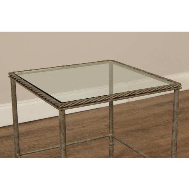 Vintage Pair of Iron Glass Top Nesting Tables For Sale - Image 11 of 12