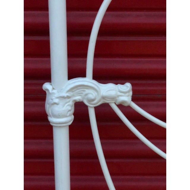 Vintage Mid 20th Century Elliotts Design White Enamel Wrought Iron Brass Headboard Twin 55” tall x 40” wide Good condition