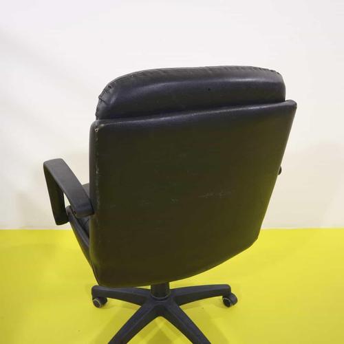 Office Chair in Black Faux Leather with Swivel Base and Wheels For Sale - Image 9 of 10