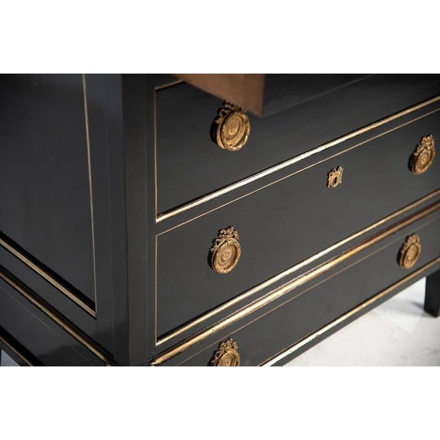 French Napoleon III Weekly Chest in Black Ebonized Wood, 1890 For Sale - Image 12 of 14