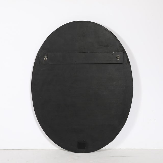 Mid-Century Venetian Glass Reverse-Etched Oval Mirror W/ Sapphire Blue Border For Sale - Image 15 of 16