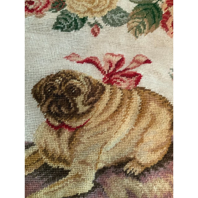 Hand Made Needlepoint Pug Dog Pillow Cover #1 With Velvet Back, Tassel Trim & Zip Closure – See Photos! Cottage Core - Match May Still Be Available. For Sale In New Orleans - Image 6 of 9