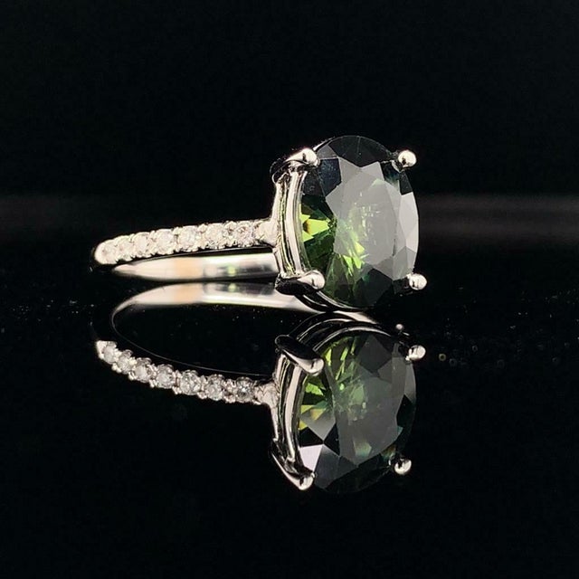 Sapphire Diamond Ring 14k White Gold 2.8 TCW Certified, Size 5 For Sale - Image 11 of 11