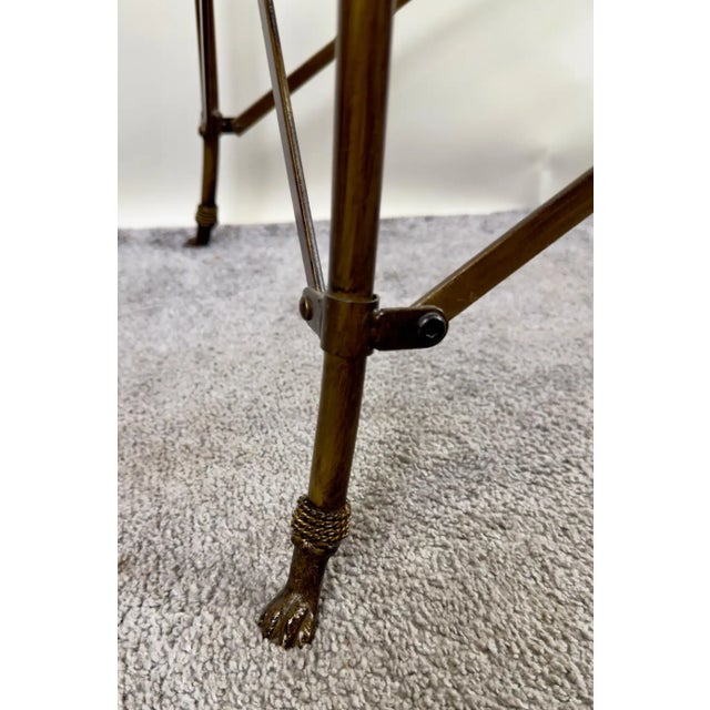 Metal Neoclassical Empire Style Rectangular Bronze Side Serving Table With Glass Top For Sale - Image 7 of 10
