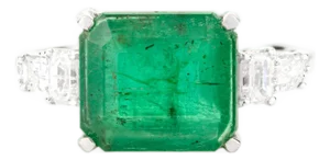 Natural Zambian Emerald Engagement Ring Size 7 in 14k White Gold