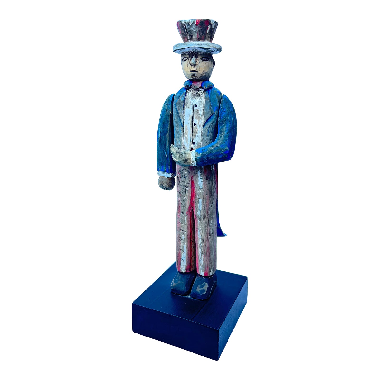 Early 20th Century Rustic Americana Folk Art Painted Wood Uncle Sam ...