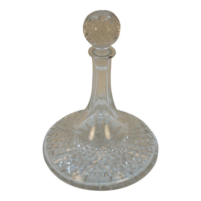 Late 20th Century Waterford Lismore Irish Cut Crystal Ships Decanter Liquor Bottle W/ Stopper 11" For Sale