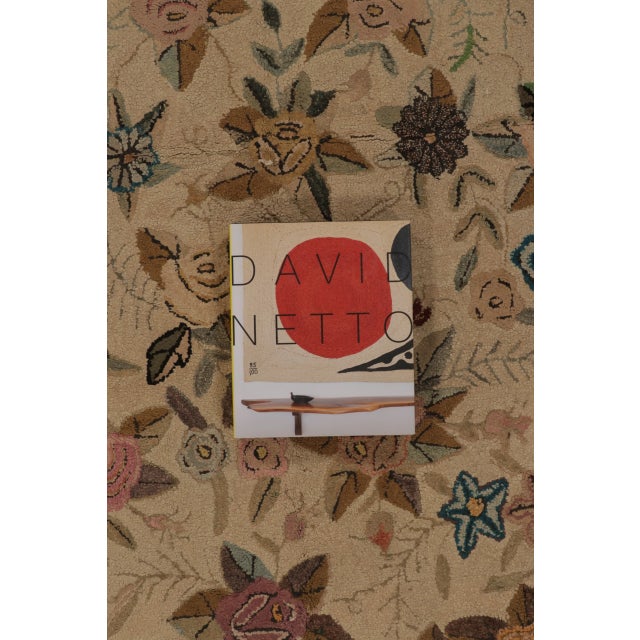 Camel Antique Hooked Rug in Beige With Ornate Floral Bouquet in Multicolor - Rug & Kilim For Sale - Image 8 of 10