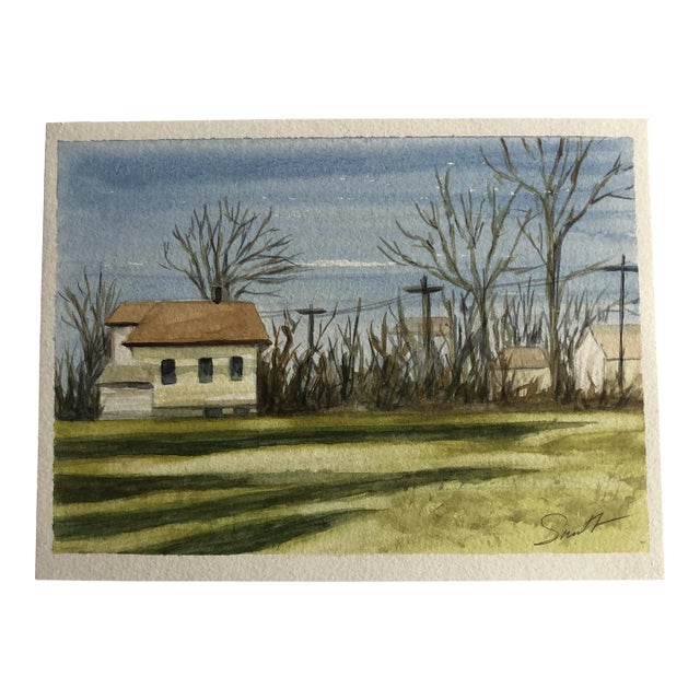 Nancy Smith Original Watercolor Landscape "Springtime at the Corner of Holcomb and Moffat" For Sale