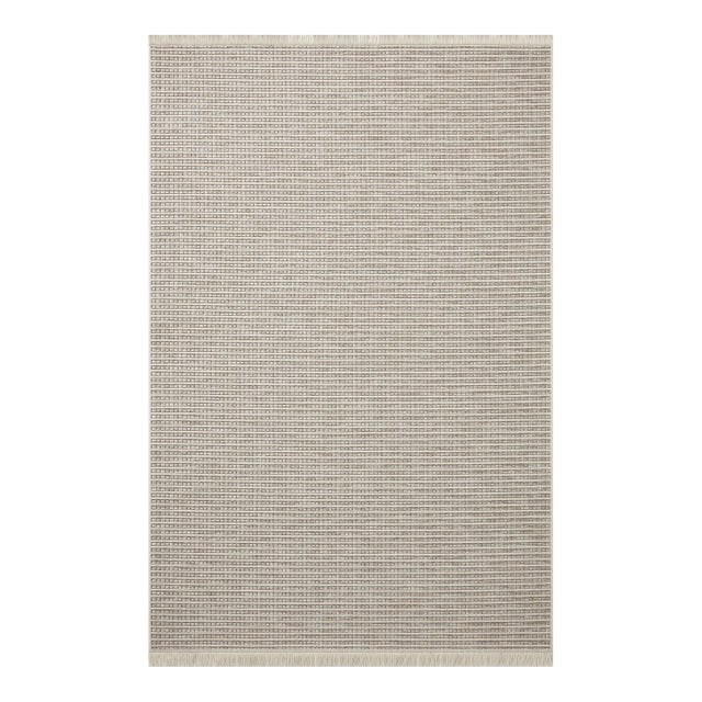 Amber Lewis x Loloi Malibu Ivory / Dove 18" x 18" Sample Rug For Sale