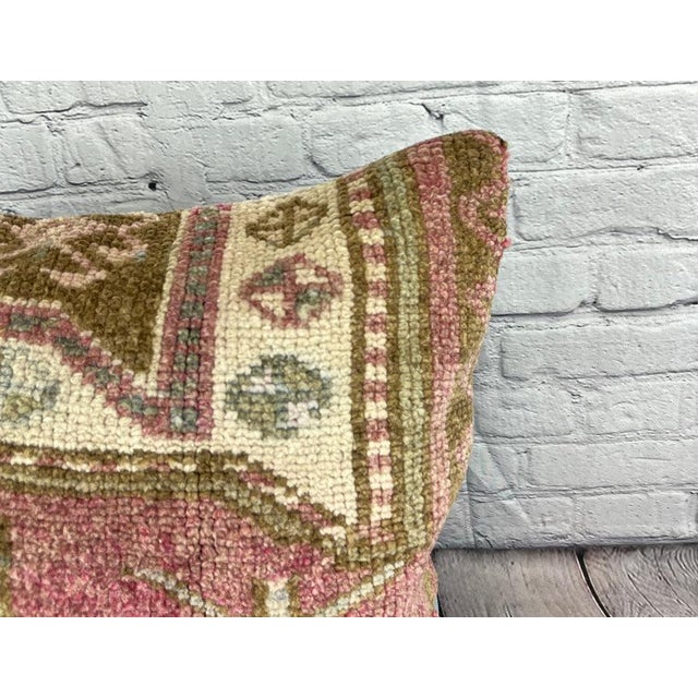 Turkish 20 x 20 Rug Pillow Aegean Tranquility Turkish Pillow Cushion Cover For Sale - Image 3 of 4