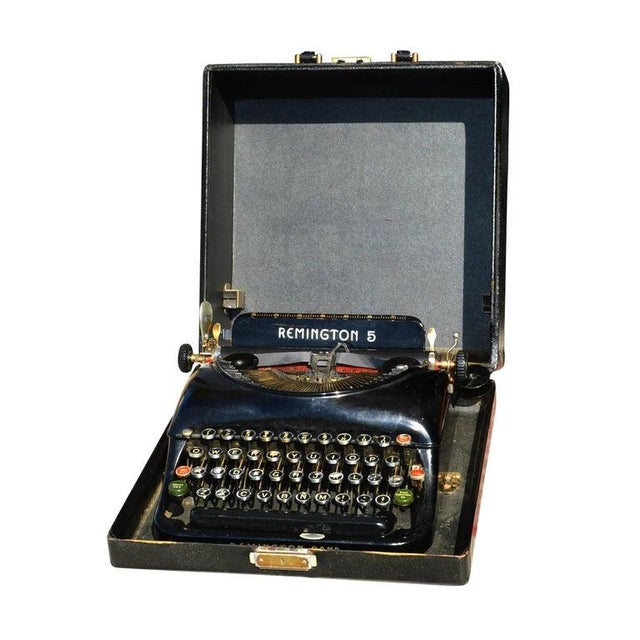 Industrial Vintage Remington Rand Model 5 Typewriter With Portable Carrying Case For Sale - Image 3 of 10