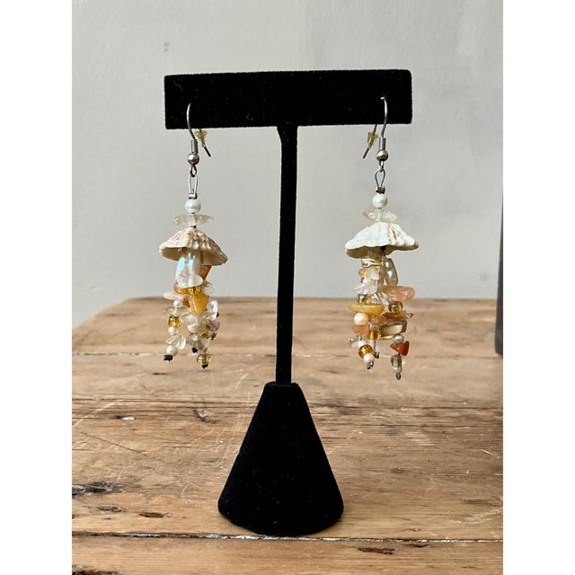 Metal Vintage Boho Drop Shell Earrings For Sale - Image 7 of 12