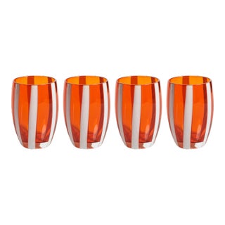 Pesaro Stripe Glasses - Orange, Set of 4 For Sale