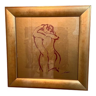 Embracing Couple Gold Tone Framed Art Print For Sale